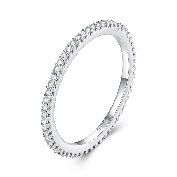 925 Sterling Silver Moissanite 0.005ct 1.4mm Ring Size 6 for Women