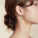 925 Sterling Silver Earrings with Plated Platinum and Pavé Setting CZ, Size 6.5cm-6
