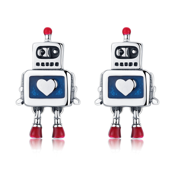 925 Sterling Silver 1.3cm Oxidized Enamel Earrings for Women