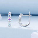 925 Sterling Silver Earrings with CZ in Pavé Setting, 12x3mm, for Women-5