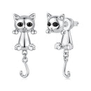 Brass & S925 Silver Earrings | 2.8*1.1cm | White Gold Plated with Pavé Setting CZ for Women-2