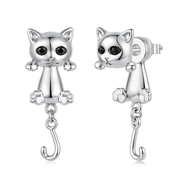 Brass & S925 Silver Earrings | 2.8*1.1cm | White Gold Plated with Pavé Setting CZ for Women - 0
