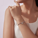 925 Sterling Silver White Gold Plated 17cm Bracelet with CZ Paved Setting for Women-6