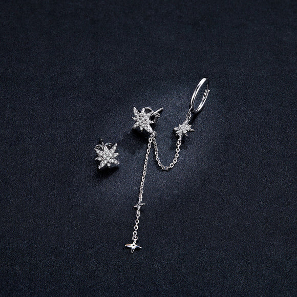 S925 Sterling Silver Earrings with CZ in Pavé Setting, 5.9cm Length, 1cm Size for Women