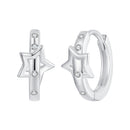 925 Sterling Silver & White Gold Earrings with Pavé Setting CZ - 12x6mm for Women-1