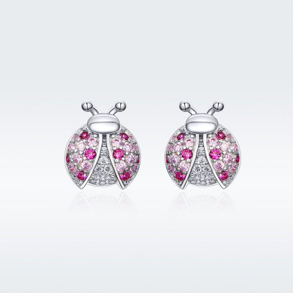 925 Sterling Silver Earrings with Pavé Setting CZ 1x0.9cm for Women