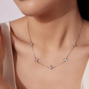 925 Sterling Silver + Moissanite Necklace with Plated White Gold - 40+5cm Length for Women-7