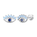 925 Sterling Silver Plated Platinum Opal Earrings for Women-1