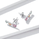 925 Sterling Silver Earrings with Pavé Setting and Plated Platinum, Size: 0.5*1.3cm, Women-3