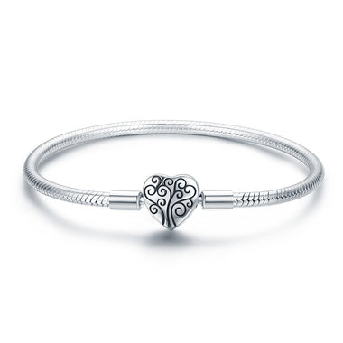 SCB 925 Sterling Silver Bracelet in Classic Style, Size 17.0 for Women