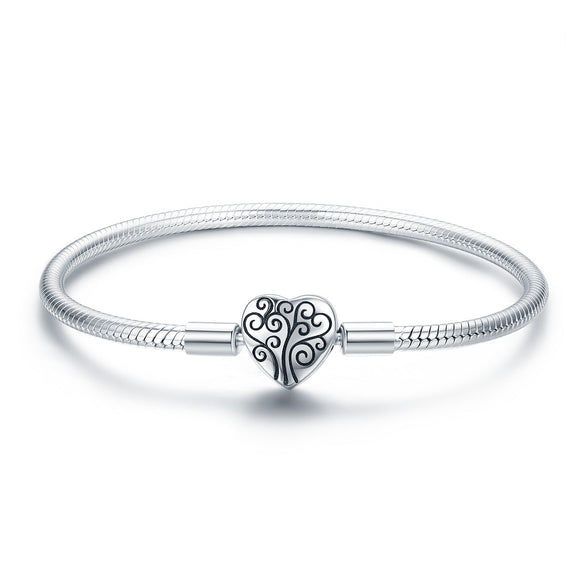 SCB 925 Sterling Silver Bracelet in Classic Style, Size 17.0 for Women