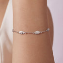 925 Sterling Silver White Gold Plated Bracelet with CZ Pendants for Women-5