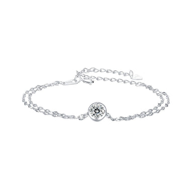 925 Sterling Silver 0.50 Carat Moissanite Bracelet for Women - 15+6cm - Plated White Gold