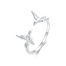 925 Sterling Silver Ring with White Gold Plating, 1.5mm Width-2