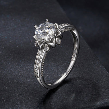 925 Sterling Silver Moissanite Ring 1ct Size 6 - 0