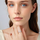 925 Sterling Silver White Gold Plated 1.2cm Pendant Ring Size 6 for Women-6