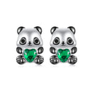 925 Sterling Silver Earrings with Pavé Setting CZ in White and Black Gold-2