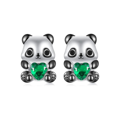 925 Sterling Silver Earrings with Pavé Setting CZ in White and Black Gold - 0