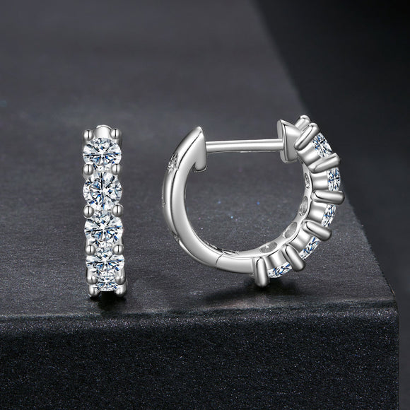 925 Sterling Silver Moissanite Earrings 1.3cm for Women