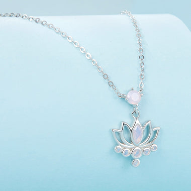 925 Sterling Silver Opal Nanometer Stone Necklace for Women - 0