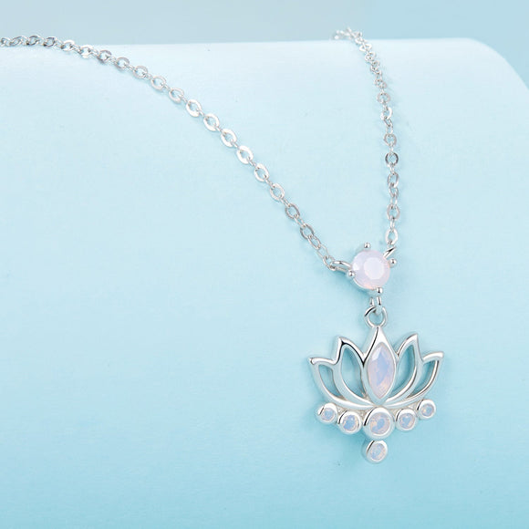 925 Sterling Silver Opal Nanometer Stone Necklace for Women