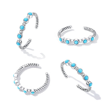 925 Sterling Silver Turquoise Oxidized Silver Ring - 0