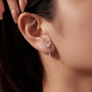 925 Sterling Silver & Brass Earrings with White Gold Plating, 2.0x0.8cm for Women-6