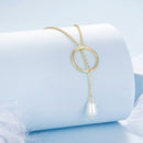 925 Sterling Silver Necklace with Gold Plated Freshwater Pearl - 60cm Length-2
