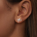 925 Sterling Silver Earrings with Pavé Setting & Oxidized Finish-5