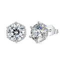 925 Sterling Silver Earrings with Pavé Setting CZ in White Gold Plated-1