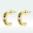925 Sterling Silver Earrings with Pavé Setting CZ, 1.1*0.3 cm-7