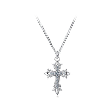 925 Sterling Silver Plated White Gold Moissanite Necklace 40+5cm for Women - 0
