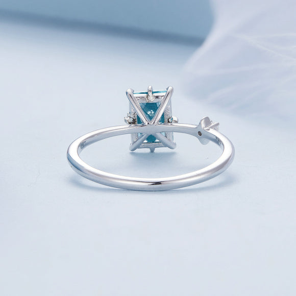 925 Sterling Silver 1.40mm Width CZ & Glass Ring Size 6 for Women