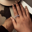925 Sterling Silver White Gold Plated Ring with Enamel and CZ for Women-7