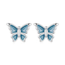 S925 Sterling Silver Earrings with Enamel Process, 6*8mm, Plated Platinum for Women-1