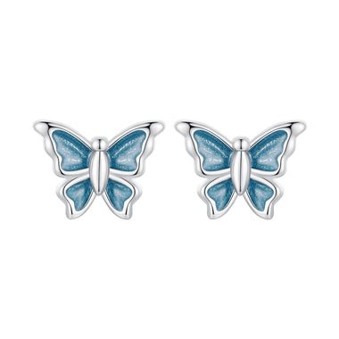 S925 Sterling Silver Earrings with Enamel Process, 6*8mm, Plated Platinum for Women