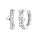 925 Sterling Silver Nano Opal Earrings for Women - White Gold Plated - 12x5mm-2