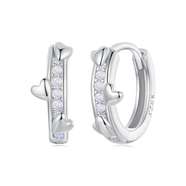 925 Sterling Silver Nano Opal Earrings for Women - White Gold Plated - 12x5mm - 0