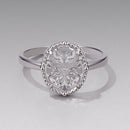925 Sterling Silver Pavé Setting CZ White Gold Plated Ring with Transparent Glass for Women-3
