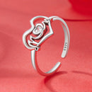 925 Sterling Silver Heart-shaped CZ Ring for Women-3