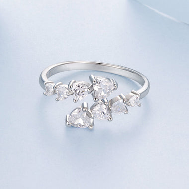 925 Sterling Silver White Gold Plated Pavé Setting Rings for Women - 0
