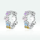 925 Sterling Silver Enamel Oxidized Silver Earrings-4
