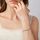 925 Sterling Silver Plated White Gold Bracelet - Adjustable 17+5cm-5