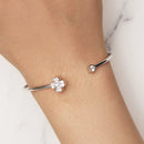 925 Sterling Silver Bracelet with Pavé Setting CZ, Inner Diameter 550mm, 2.0mm Wide, Unisex-7