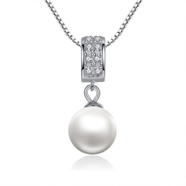 925 Sterling Silver Necklace with Quality Shell Pearl and Pavé Setting CZ
