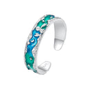 925 Sterling Silver Enamel White Gold Plated 5mm Ring-1