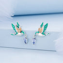 925 Sterling Silver Enamel Pavé Setting CZ Earrings-2