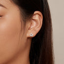 925 Sterling Silver Earrings 9x9mm with Pavé Setting CZ for Women-7