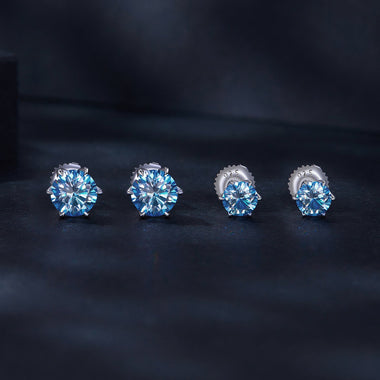 925 Sterling Silver Moissanite 1.00 Carat Earrings Size 7.0mm for Women - 0