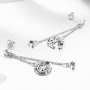 925 Sterling Silver Earrings with Plated Platinum and CZ - 4.4 x 1.0 cm for Women-3